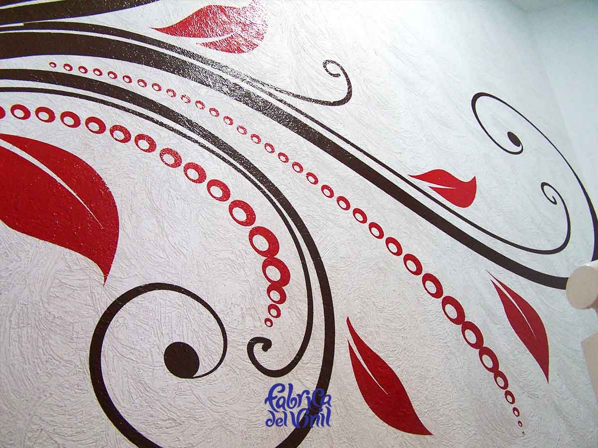 Mural diseño personalizado de motivos florales, fabricado con materiales Made in USA. Vinilo de corte aplicado en Guadalajara, Jalisco, México.